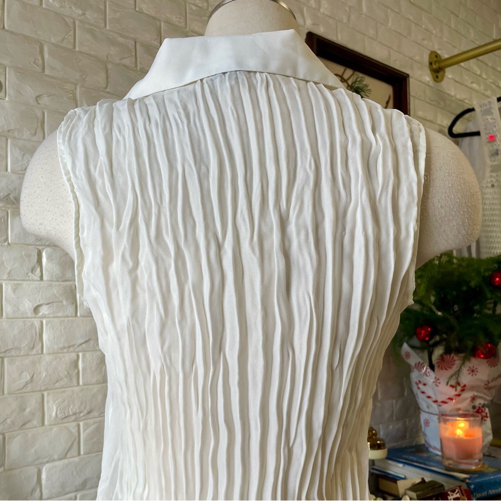 SOLD Vintage Y2K Early 2000s Whimsigoth White Chiffon + Lace Ruffle Hem Top - Picture 10 of 15